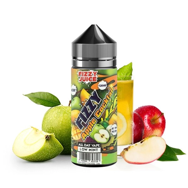 Apple Cocktail  - Fizzy   Un délicieux e-liquide proposant un délicieux goût de pomme verte acidulées PG/VG: 30/70 Bouteille 120mL avec 100mL d'e-liquide Fabriqué en Malaisie