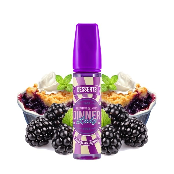 Blackberry Crumble 0mg 50ml - Desserts by Dinner Lady - Un crumble au beurre croustillant, sucré et bien chaud fourré aux mûres.  Un délice à ne pas rater.
