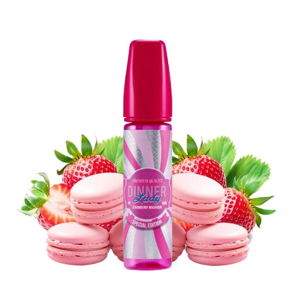 Strawberry Macaroon 0mg 50ml - Special Edition by Dinner Lady   La fraise nature s’équilibre harmonieusement avec un bon macaron.