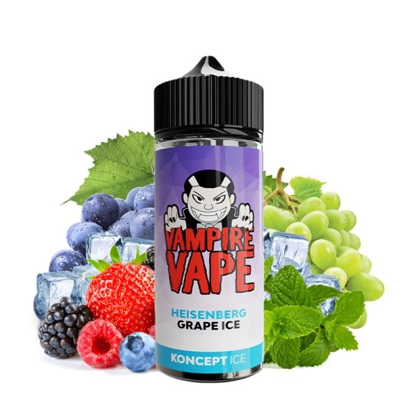 Heisenberg Grape Ice 0mg 100ml - Vampire Vape   Un mix fruité composé de fruits rouges et de raisin accompagné d'une note mentholée bien fraîche.