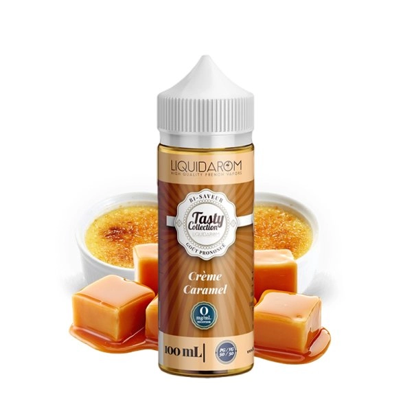 Crème Caramel 0mg 100ml - Tasty Collection by Liquidarom   Un étonnant liquide avec un custard léger et sucré et une note de caramel. 