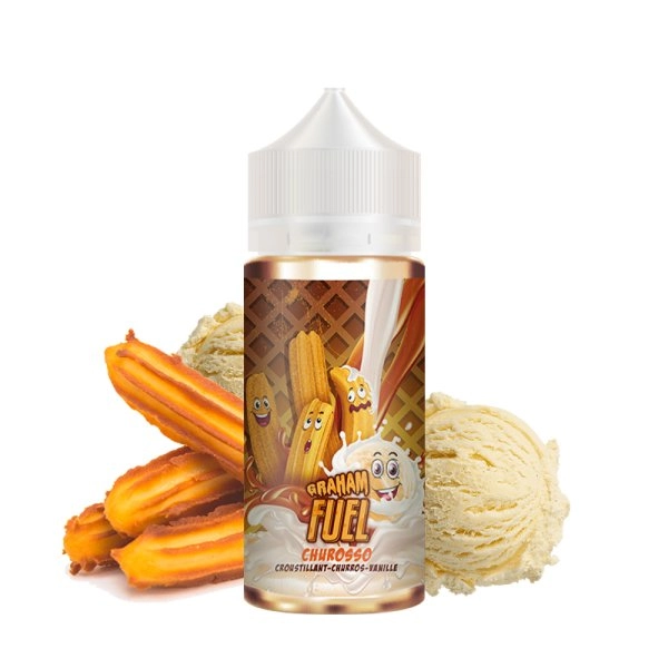 Churosso 0mg 100ml - Graham Fuel by Maison Fuel   Une fusion savoureuse et croustillante d'un churro bien chaud et d'une crème glacée à la vanille délicieusement sucrée.