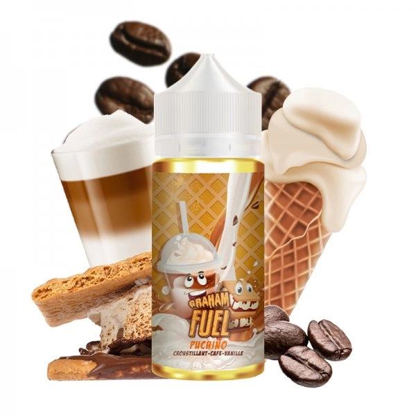Puchino 0mg 100ml - Graham Fuel by Maison Fuel   Un cappuccino plein de mousse ultra gourmand et un biscuit vanillé croustillant, voici le carburant pour vapoter toute la journée !