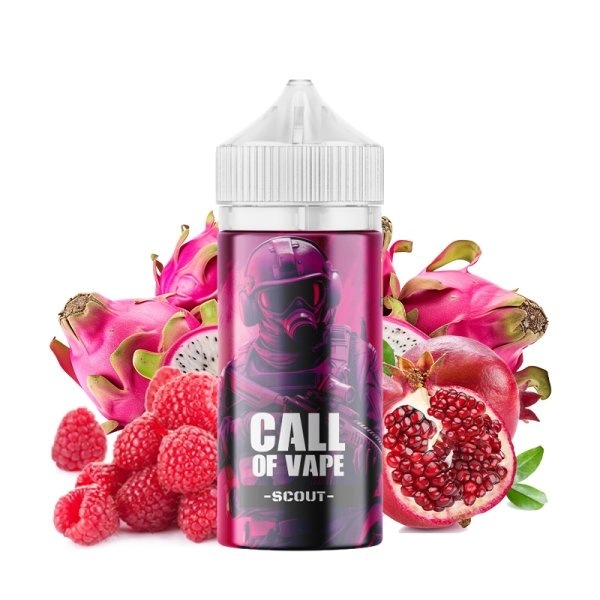 Scout 0mg 100ml - Call Of Vape by Cloud Vapor   Un mélange savoureux de fruit du dragon et de framboise accompagné d'une grenade pétillante.