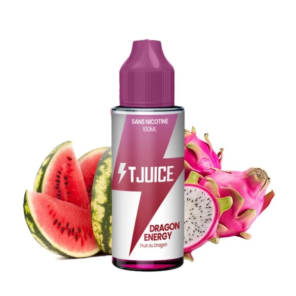 Dragon Energy 100ml 0mg - T-Juice   Un mélange surprenant de fruit du dragon associé à une pastèque juteuse et enveloppée d'une boisson énergisante.