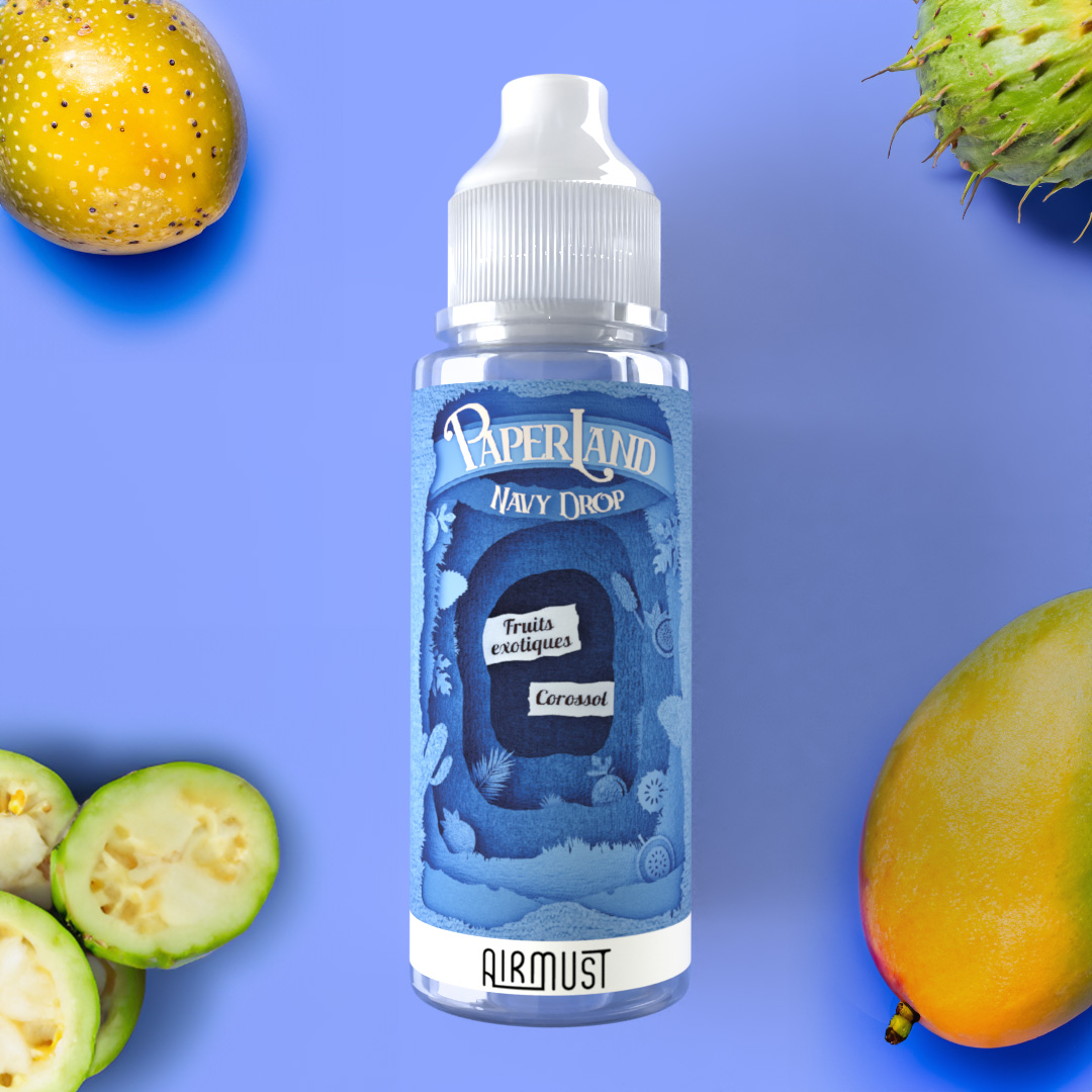 Paperland • Navy Drop 100ml Plongez dans une eau tropicale avec un mix de fruits exotiques & jus de corossol, pour une vape ensoleillée !
