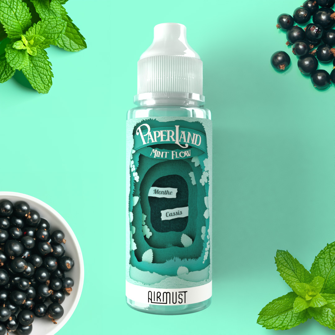 Paperland • Mint Flow 100ml Vapez un vent de fraîcheur mentholé avec cette association de feuilles de menthe et d'une grappe de cassis sucrée.