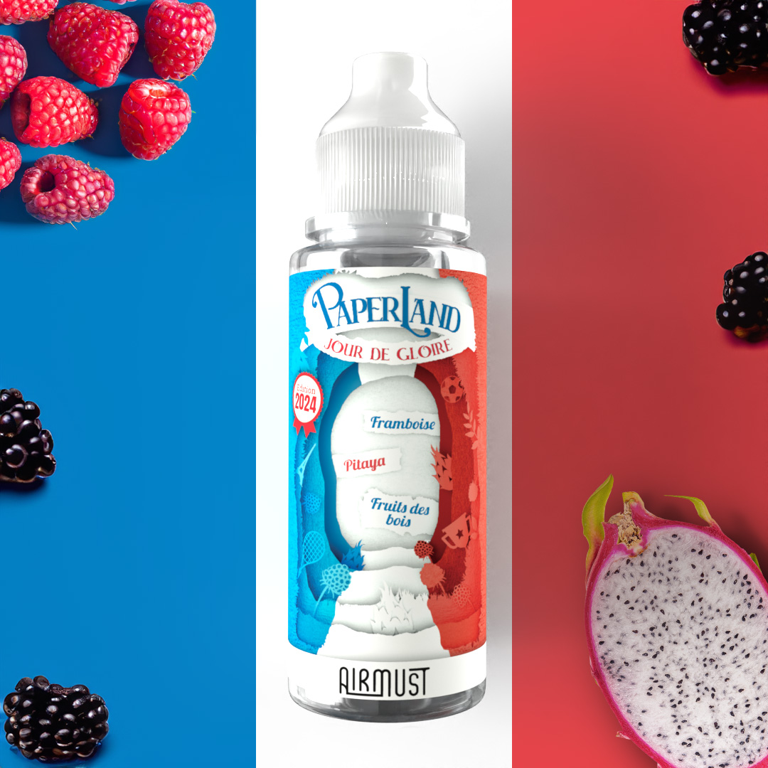Paperland • Jour de Gloire 100ml Un mélange fruité et victorieux Framboise - Pitaya - Fruits des bois 