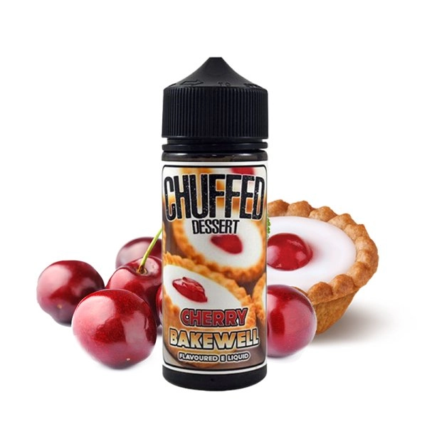 Cherry Bakewell 0mg 100ml - Chuffed Dessert   Une traditionnelle tarte anglaise à la frangipane, recouverte de confiture de cerises, parsemée d'amandes effilées !