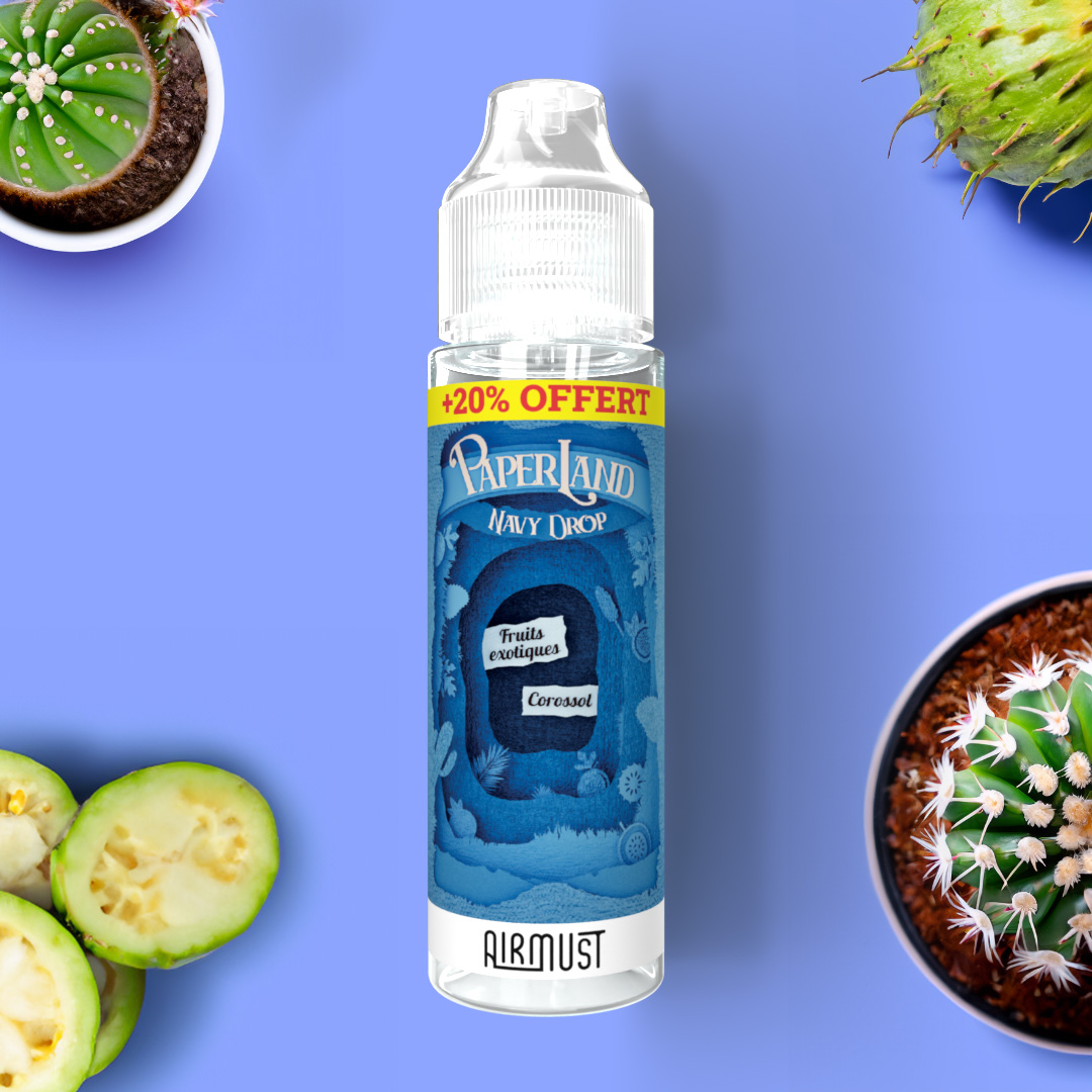 Paperland • Navy Drop 60ml Plongez dans une eau tropicale avec un mix de fruits exotiques & jus de corossol, pour une vape ensoleillée !