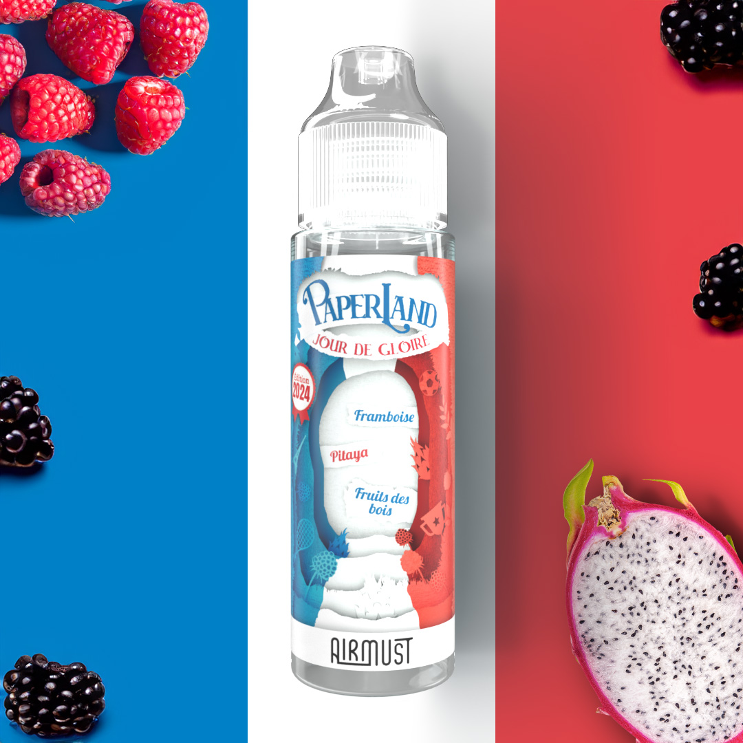 Paperland • Jour de Gloire 60ml Un mélange fruité et victorieux Framboise - Pitaya - Fruits des bois 