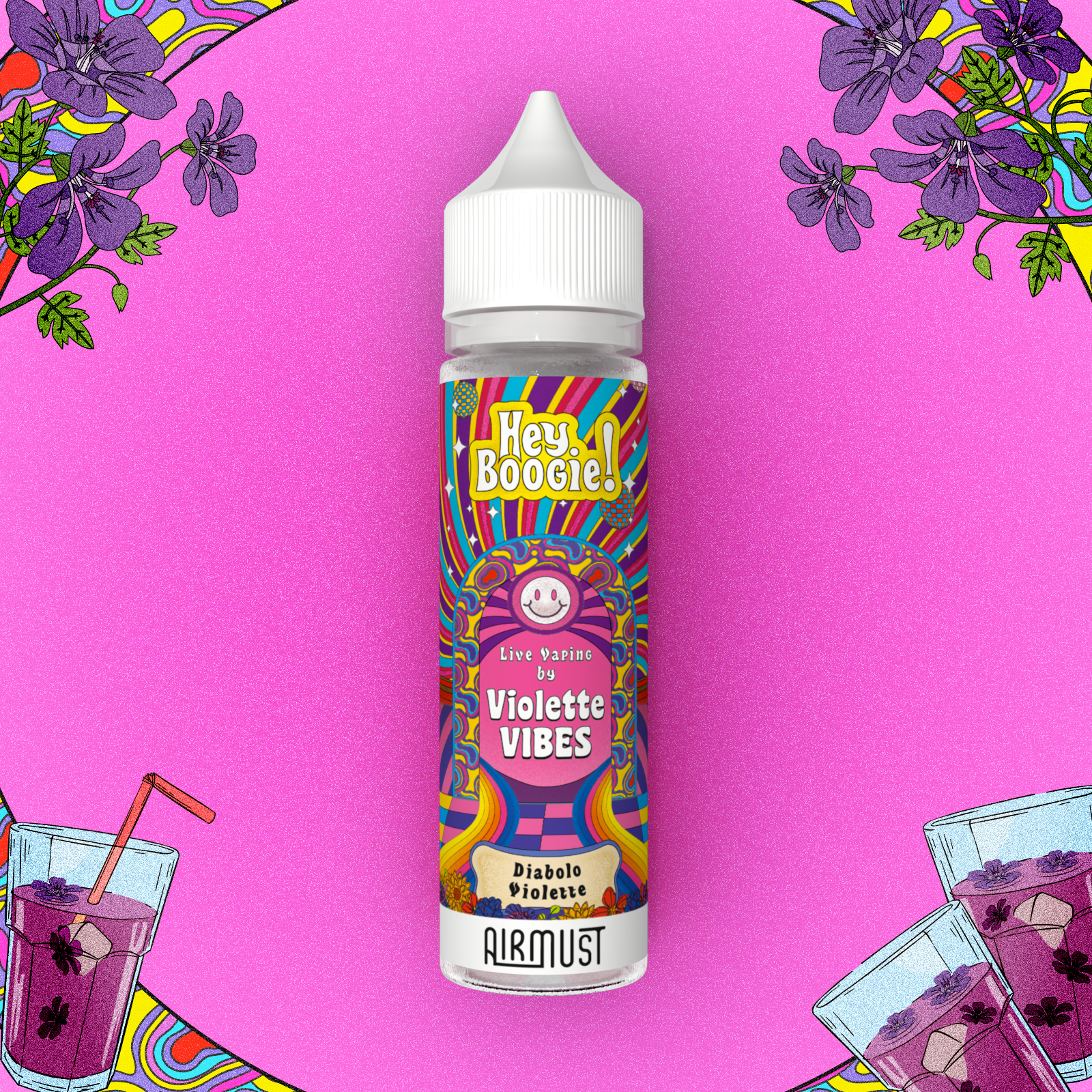 Hey Boogie • Violette Vibes 60ml 30Installez-vous pour un pique-nique ensoleillé avec votre Violette Vibes, un diabolo rafraîchissant à la violette avec un effet fizz qui pétille !