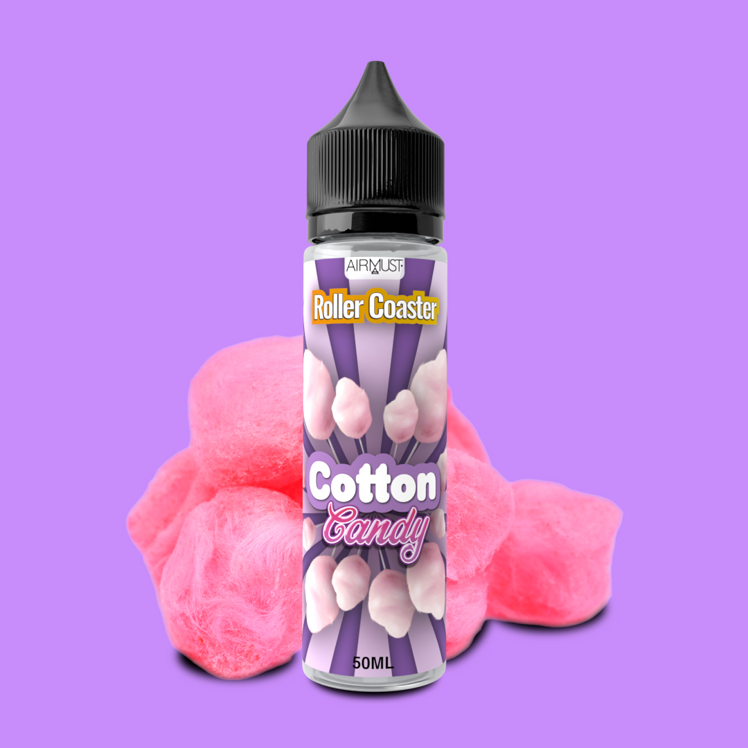 Roller Coaster • Cotton Candy 60ml La reine incontestable des fêtes foraines, la Barbe à Papa. Légère, douce et sucrée. 