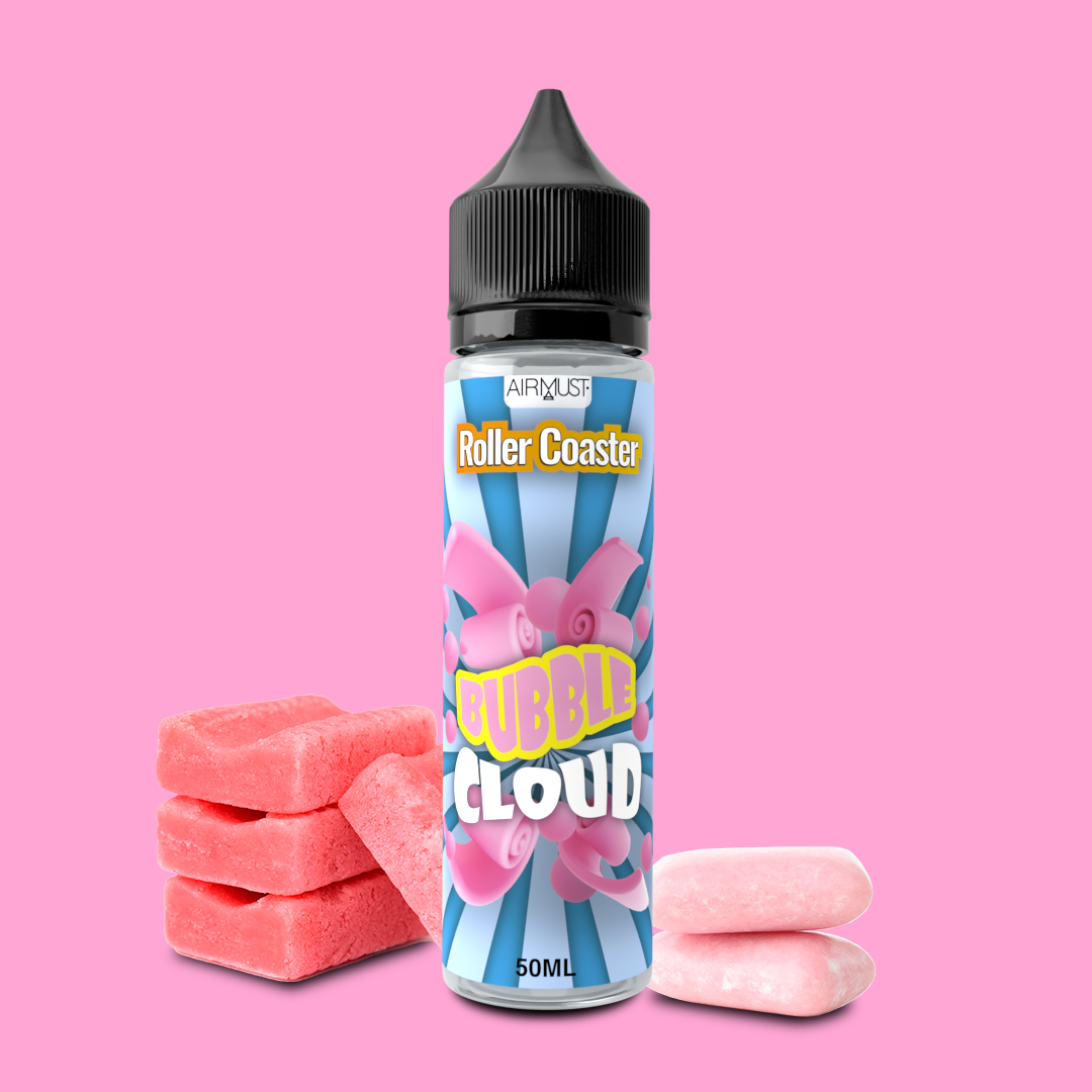 Roller Coaster • Bubble Cloud 60ml Bullez à volonté avec ce e-liquide à la saveur douce et sucré du chewing gum à la fraise. 