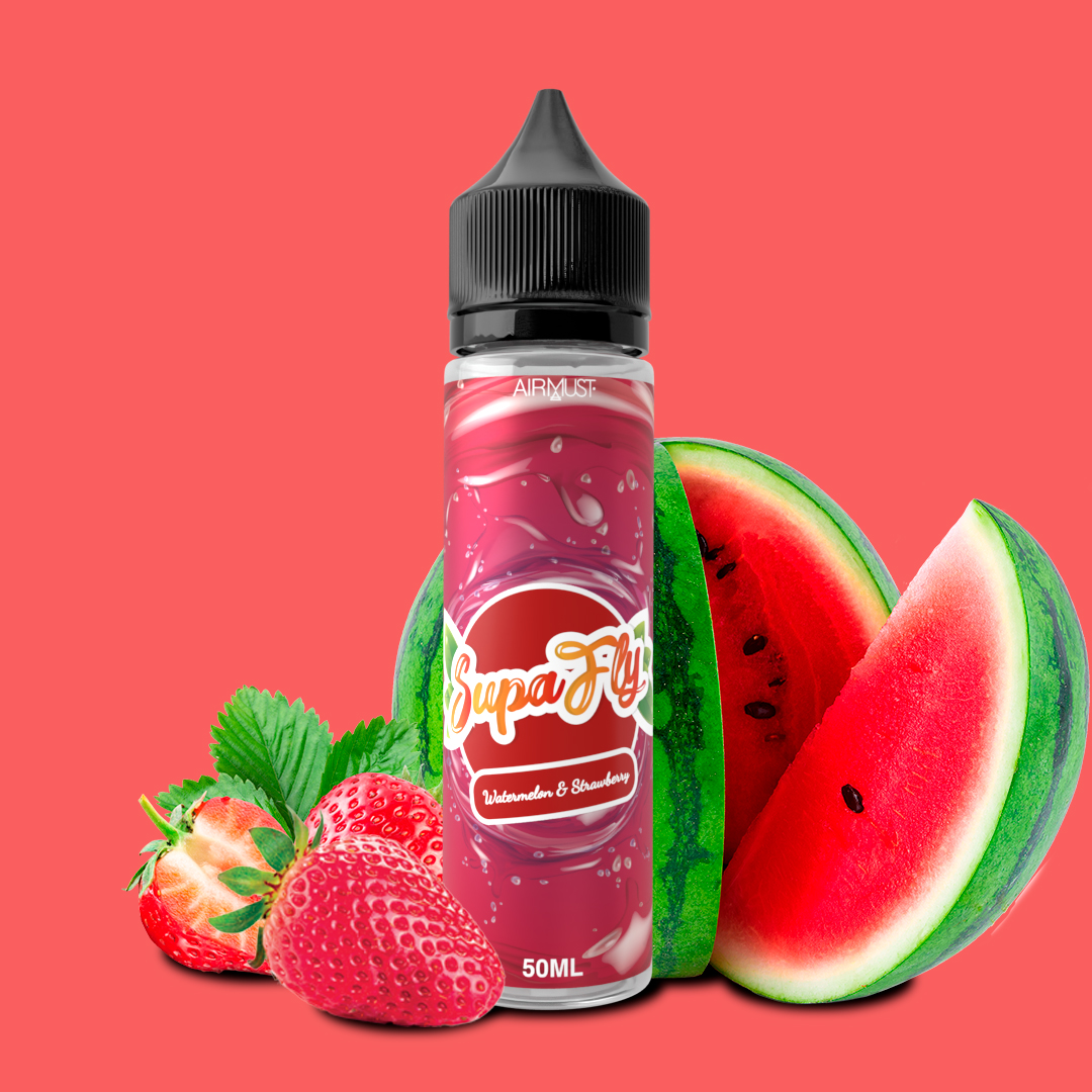 SUPAFLY• Watermelon Strawberry 60ml Une exceptionnelle alchimie entre la fraîcheur de la pastèque et la douceur d'une fraise sucrée !