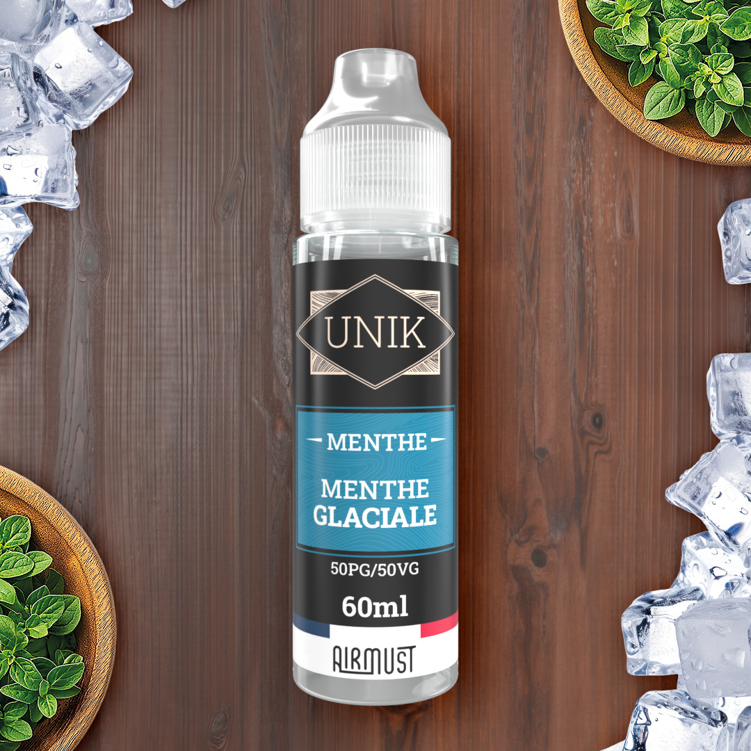 Unik • Menthe Glaciale 60ml Un e-liquide fortement mentholé qui vous fera grelotter ! 