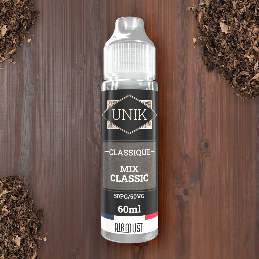 Unik • Mix Classic 60ml Un savant mélange de sept saveurs différentes de tabacs qui mélangeront tous vos sens. 
