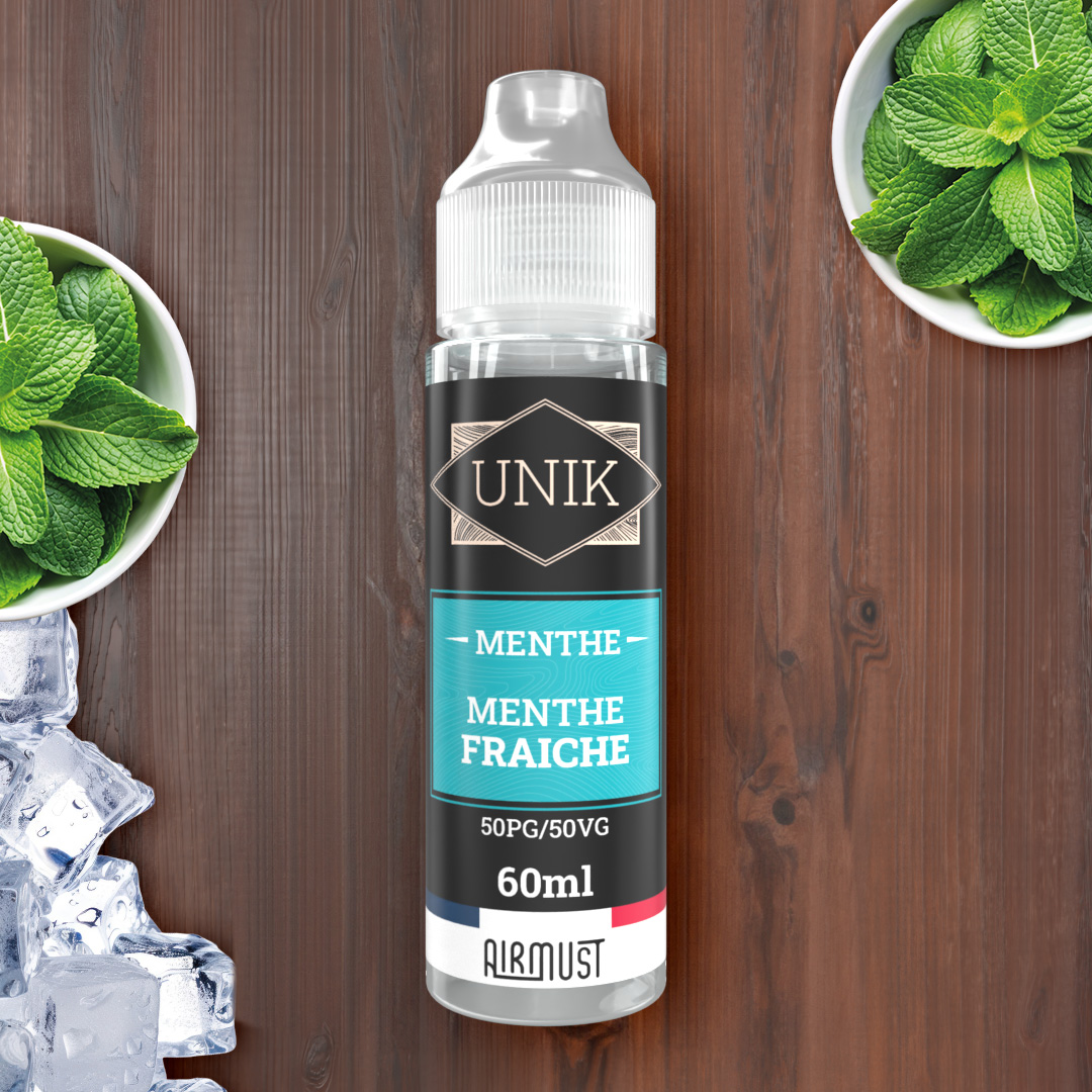 Unik • Menthe fraîche 60ml Coup de fraîcheur avec cet e-liquide à la menthe fraîche, très vivifiante !
