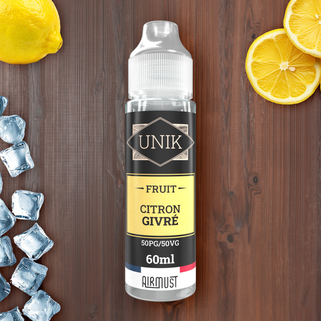 Unik • Citron Givré 60ml Un citron fraîchement pressé, sucré et acide avec une pointe de fraîcheur.