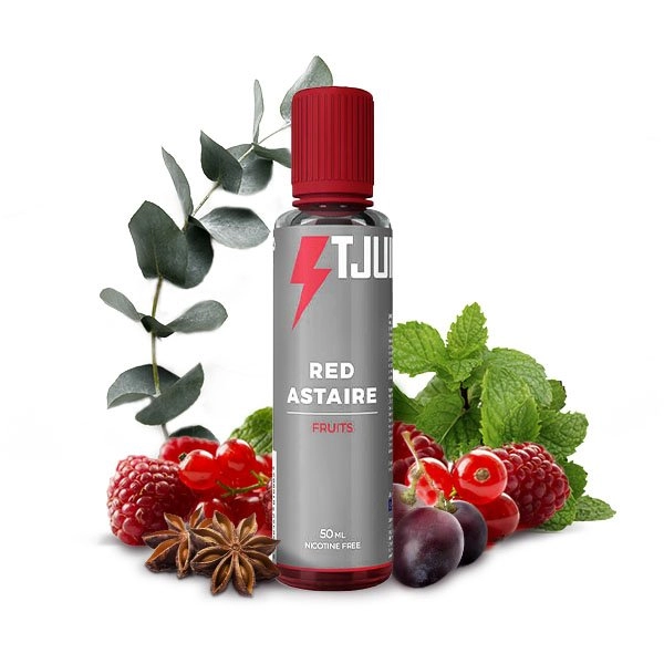 Red Astaire 0mg 50ml - T-Juice   Un délicieux e-liquide aux saveurs de fruits rouges et raisin noir avec des touches d'eucalyptus, d'anis et de menthol.