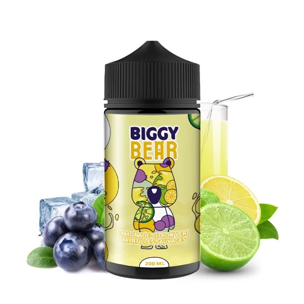 Limonade Citron Vert Myrtilles 0mg 200ml - Biggy Bear   Une fusion savoureuse d'une limonade et d'un citron vert richement acidulée et d'une myrtille juteuse.