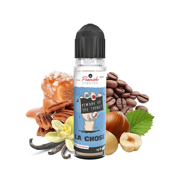 La Chose 50/50 0mg 50ml - Le French Liquide   Un délicieux caramel au beurre salé associé à une noisette grillée, du café et quelques notes de noix de pécan et de vanille