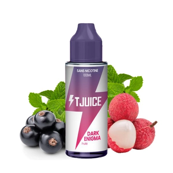 Dark Enigma 100ml 0mg - T-Juice   Un mix intense de cassis et de litchi, le tout surplombé d'une menthe revigorante. 