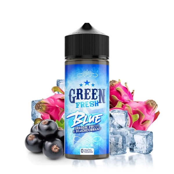 Blue 0mg 100ml - Green Fresh by Eliquid France   La saveur captivante d'un fruit du dragon mélangé à un cassis sucré associé à une pointe de fraîcheur.
