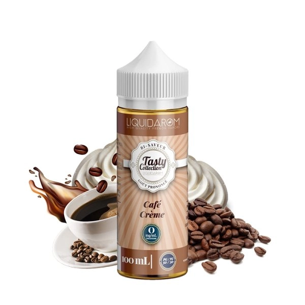 Café Crème 0mg 100ml - Tasty Collection by Liquidarom   Une crème chantilly dans un café chaud et légèrement sucré, le cappuccino parfait.