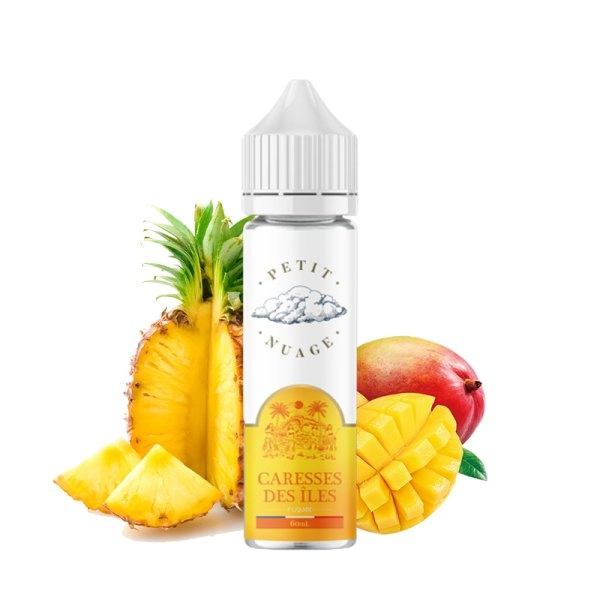 Caresse des îles 0mg 50ml - Petit Nuage   Un succulent smoothie à base de mangue et d'ananas ultra-désaltérant.