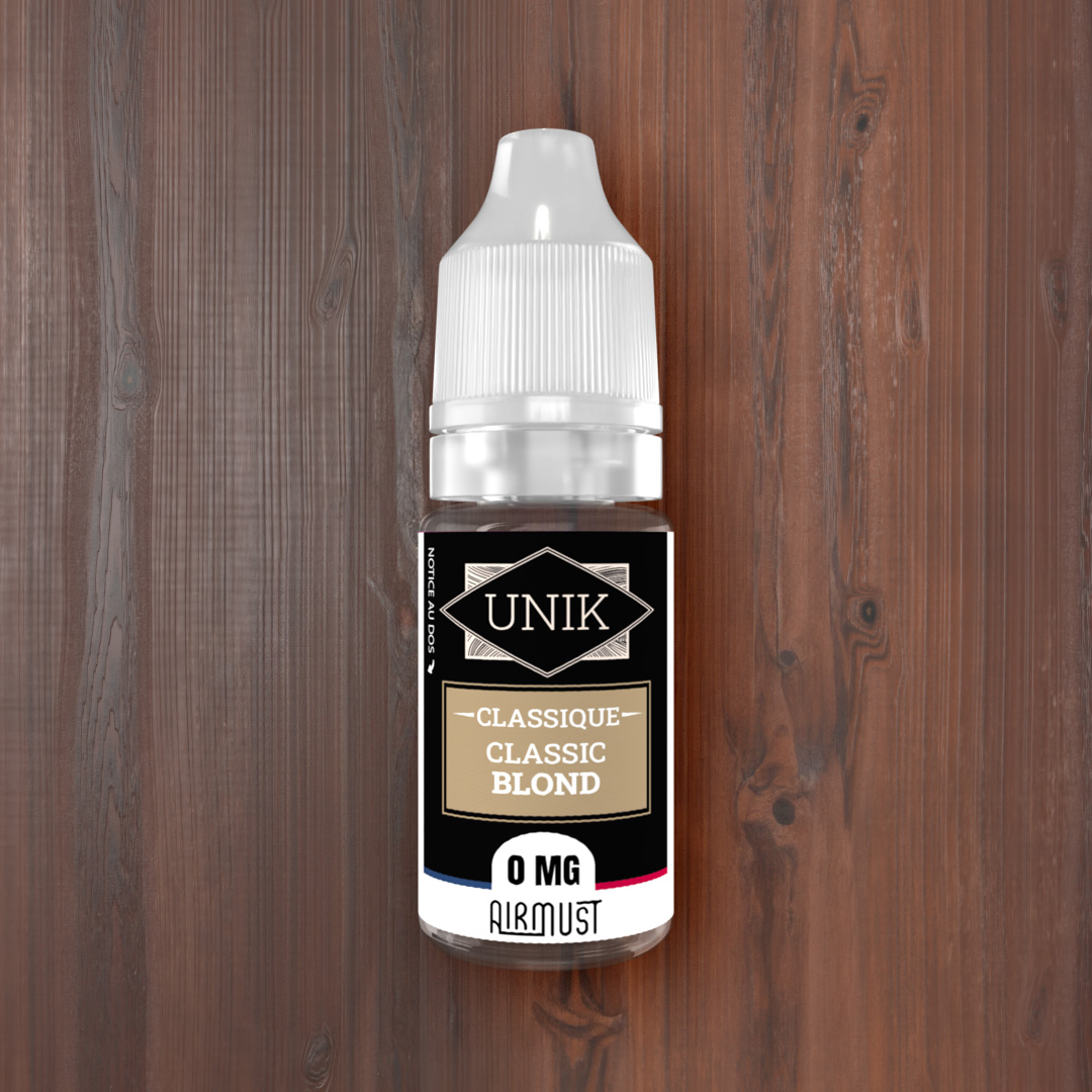 Unik • Classic Blond 10ml AIRMUST Le grand classique du tabac blond légèrement sucré et fruité. 