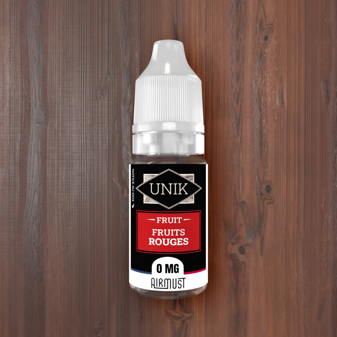 Unik • Fruits Rouges 10ml AIRMUST Une salade de fruits rouges composée d'un mélange de fraises, framboises, myrtilles et mûres.