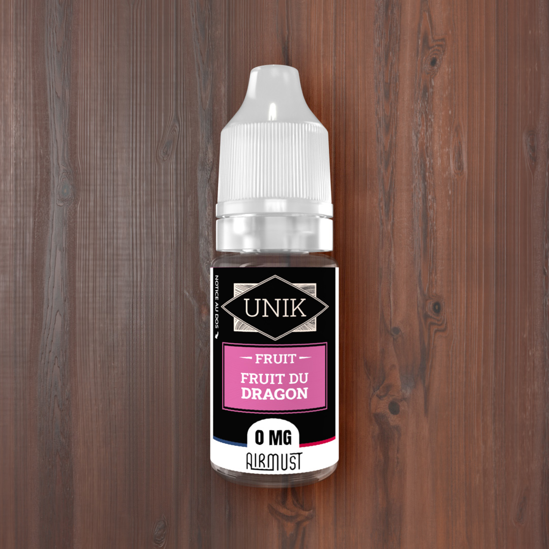 Unik • Fruit du Dragon 10ml AIRMUST Une pulpe blanche, des graines noires dans une jolie coque rose : retrouvez le goût légèrement sucré et exotique du fruit du dragon. 