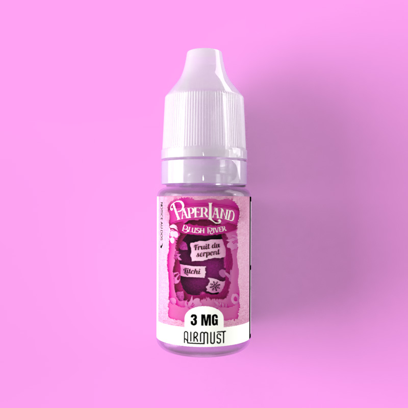 Paperland • Blush River 10ml Naviguez sur les flots d'un jus frais de fruit du serpent mélangé à la délicate saveur du litchi. 