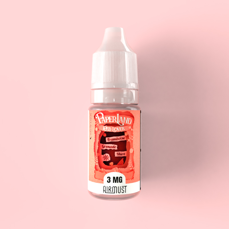 Paperland • Red Lover 10ml Coup de foudre entre une framboise charnue, une grenade à la chair acidulée et une mûre sauvage très fraiche.