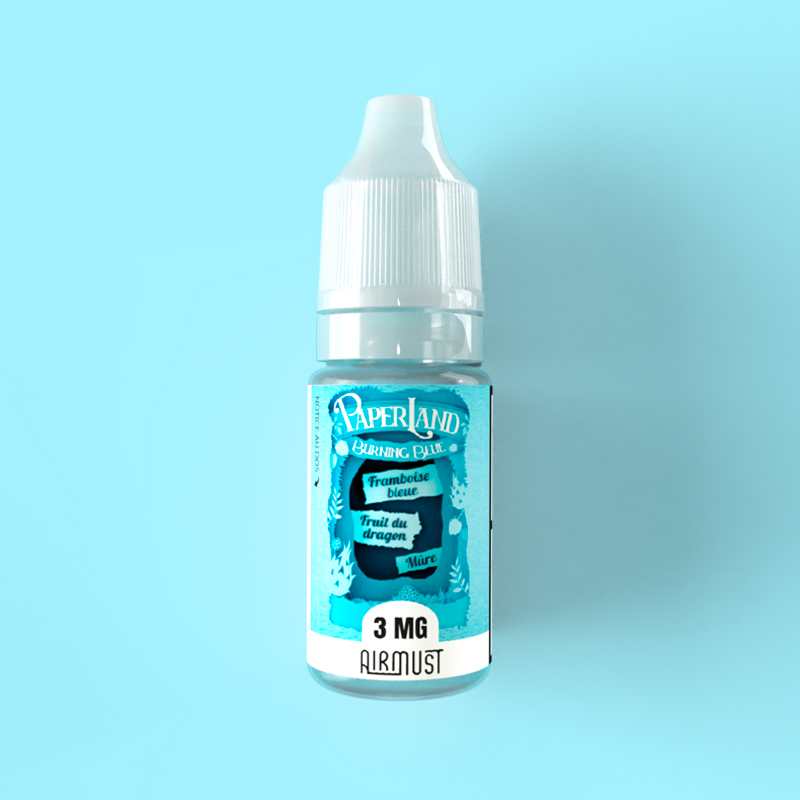 Paperland • Burning Blue 10ml Un idyllique jus goût framboise bleue, fruit du dragon & mûre.