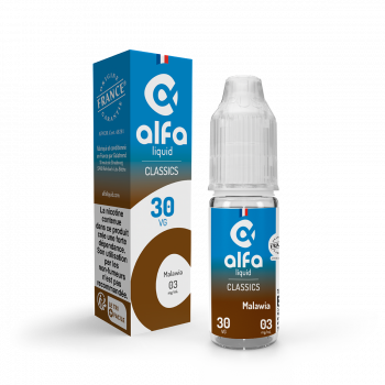 Malawia 70/30 Classics Alfaliquid 10ml Découvrez ou redécouvrez le Malawia, un Classic Brun robust agrémenté d'une touche de Miel sucrée et crémeuse.