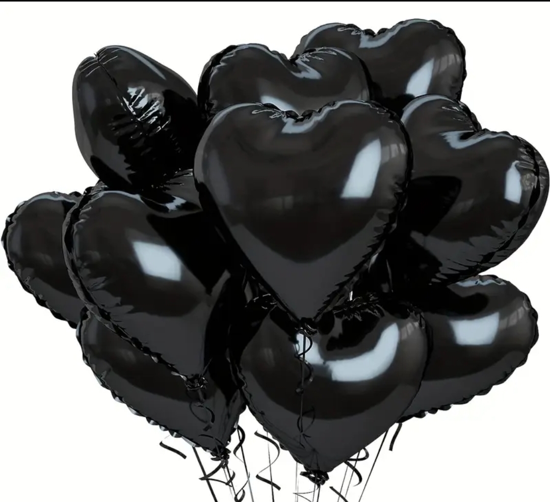 Heart-Shaped Black Balloons