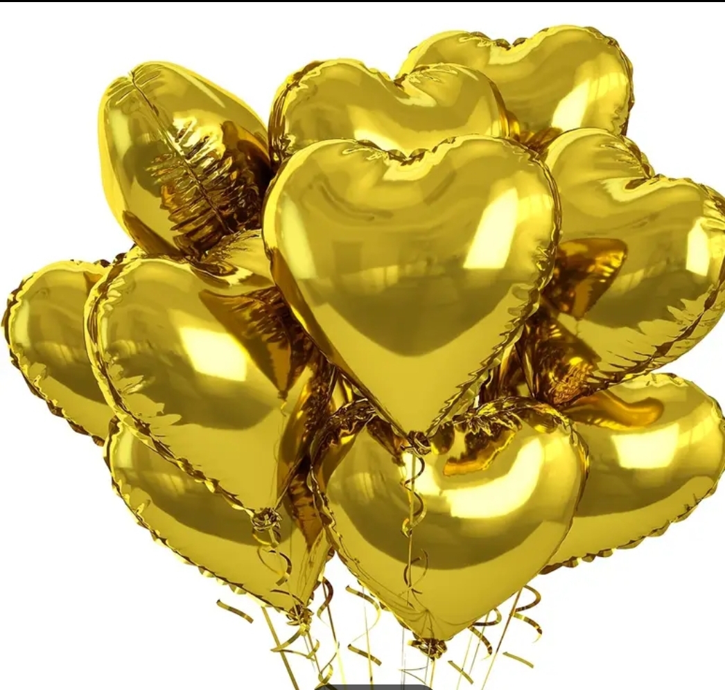 Heart-shaped Gold Balloons