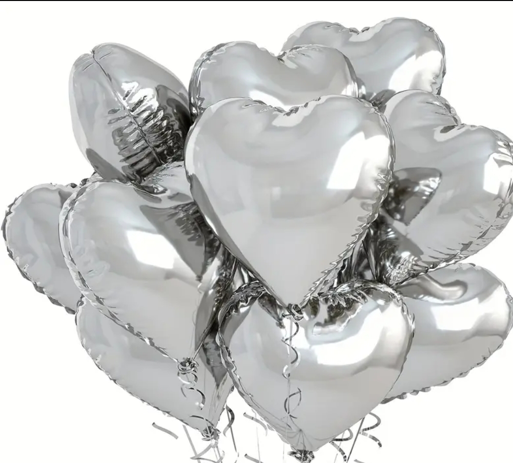 Silver Heart Balloons
