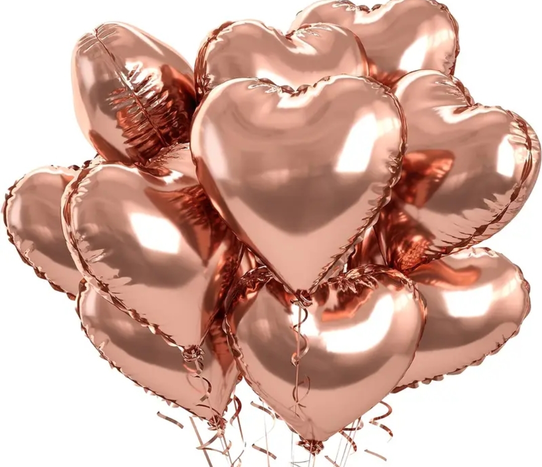 Heart-shaped foil balloons