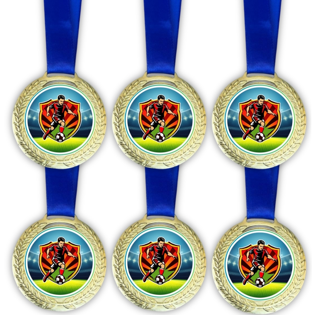 Medalhas Metal Esportivas Personalizadas 58mm com fita azul