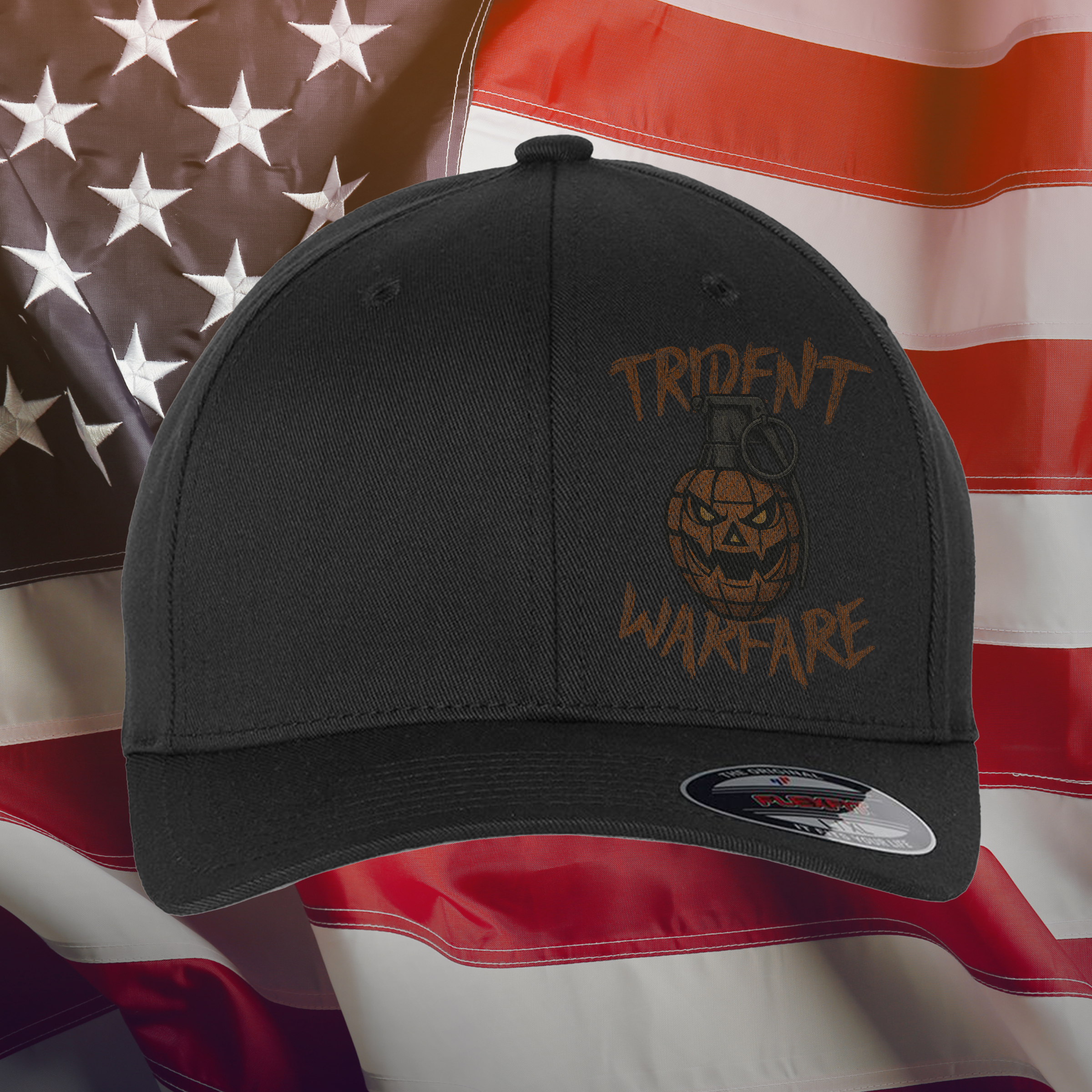 Pumpkin Frag printed Flex Fit hat