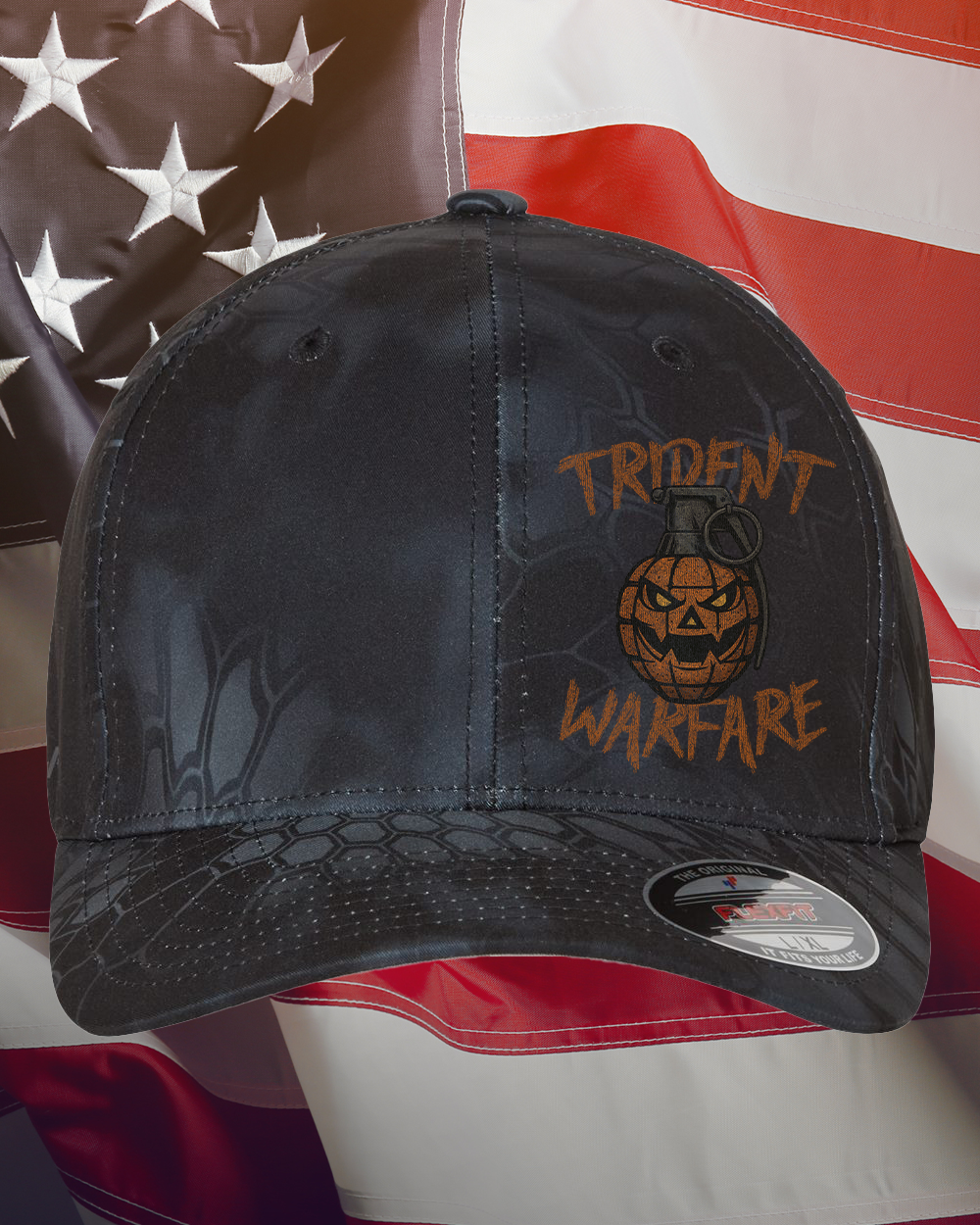 Pumpkin Frag printed Flex Fit hat