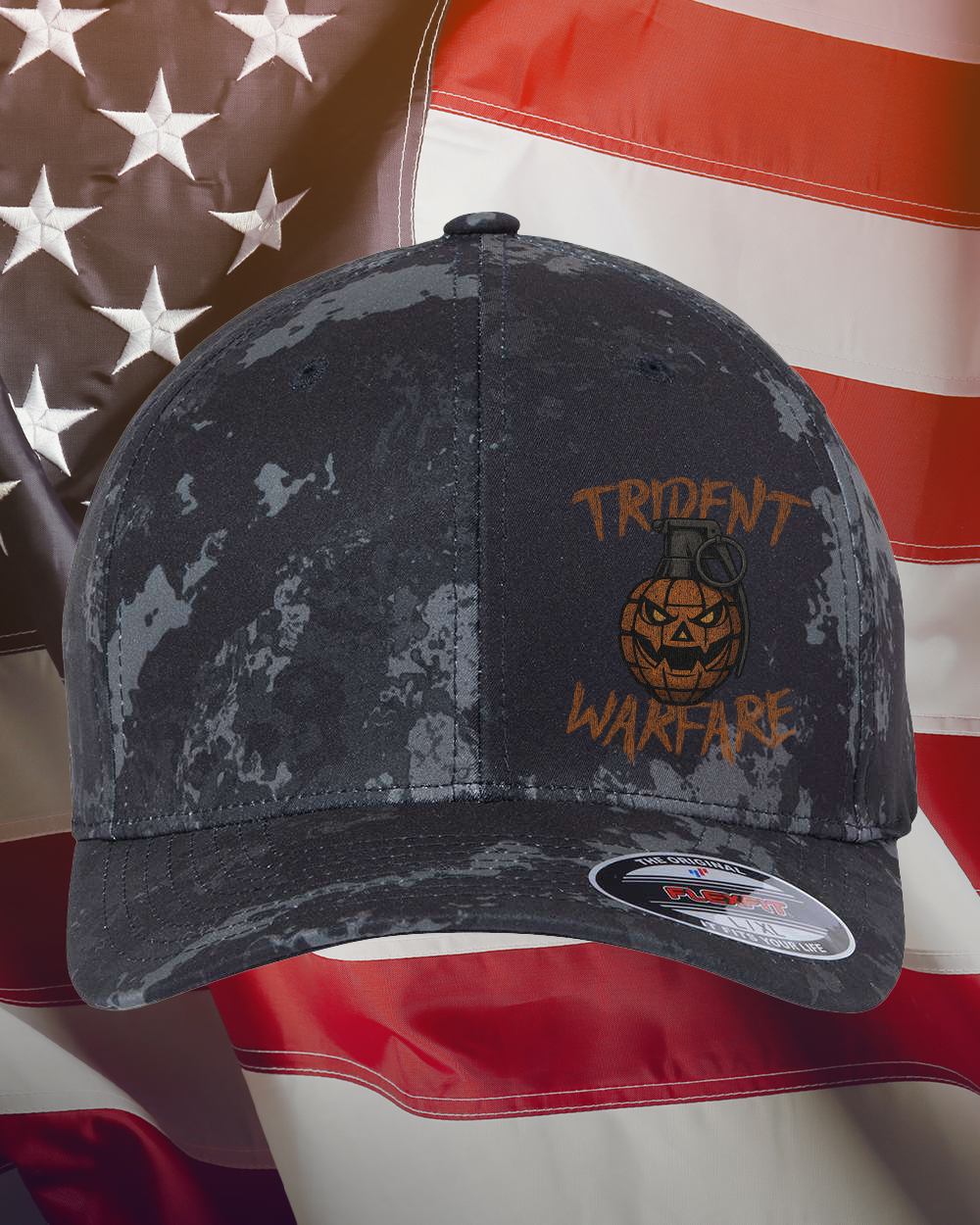 Pumpkin Frag printed Flex Fit hat