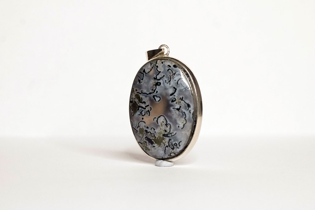 Fossil Silver Pendant - Yemeni Aqeeq