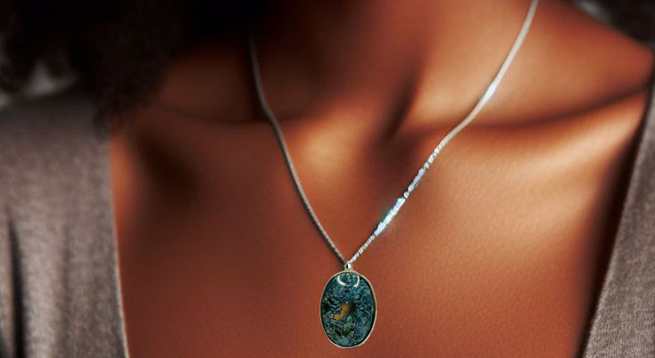 Fossil Silver Pendant - Yemeni Aqeeq