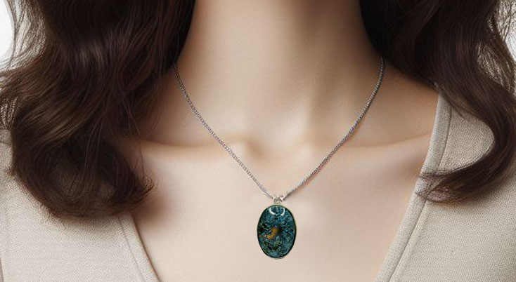 Fossil Silver Pendant - Yemeni Aqeeq