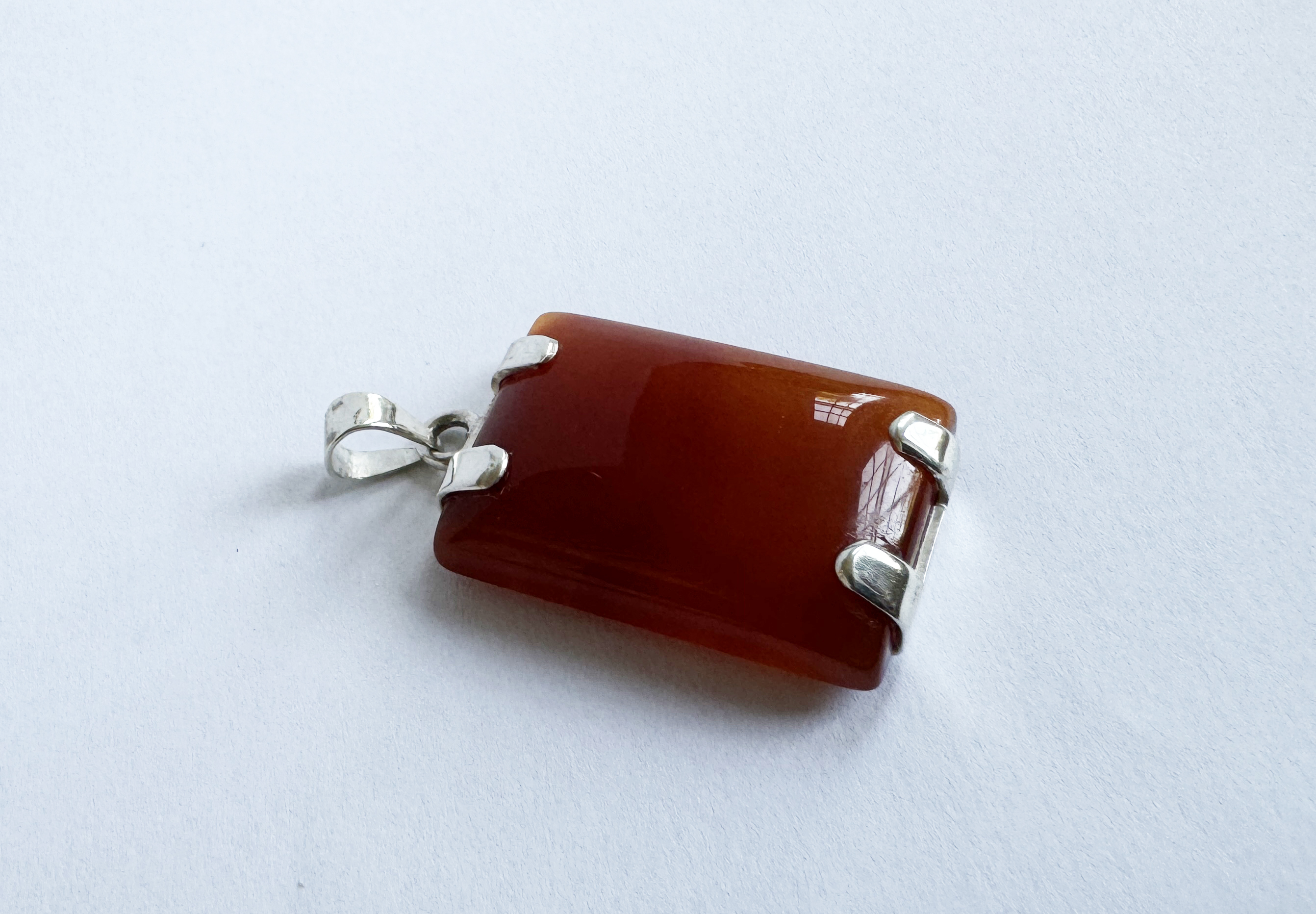 Honey Orange Square Aqeeq Pendant 2/3
