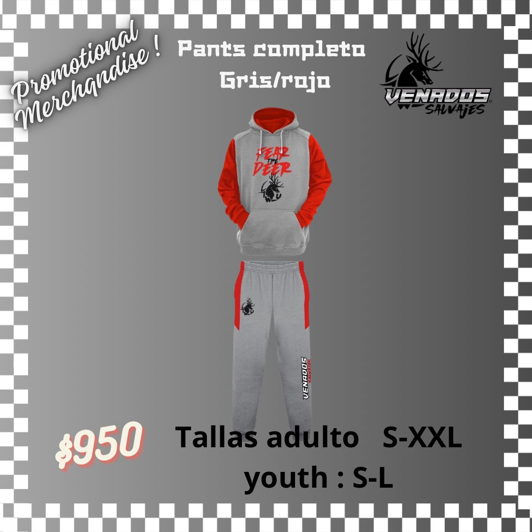 Pants completo Gris/Rojo